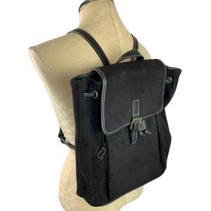 Black Small Backpack Drawstring Faux Suede Microfiber 12"h x 12"w x 4"d